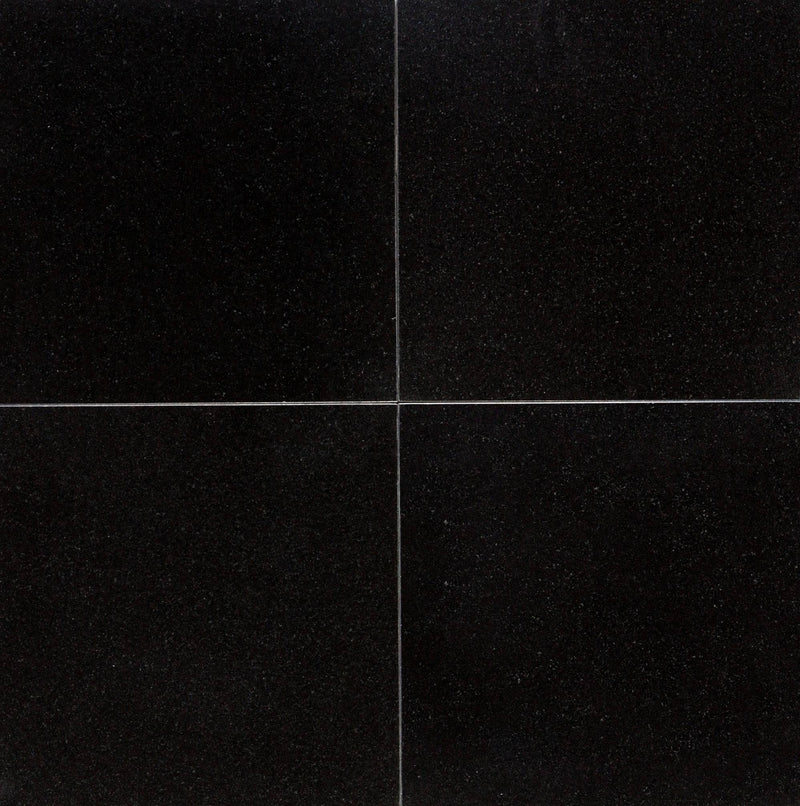 12x12 Absolute Black Granite Polished Tile - tilestate