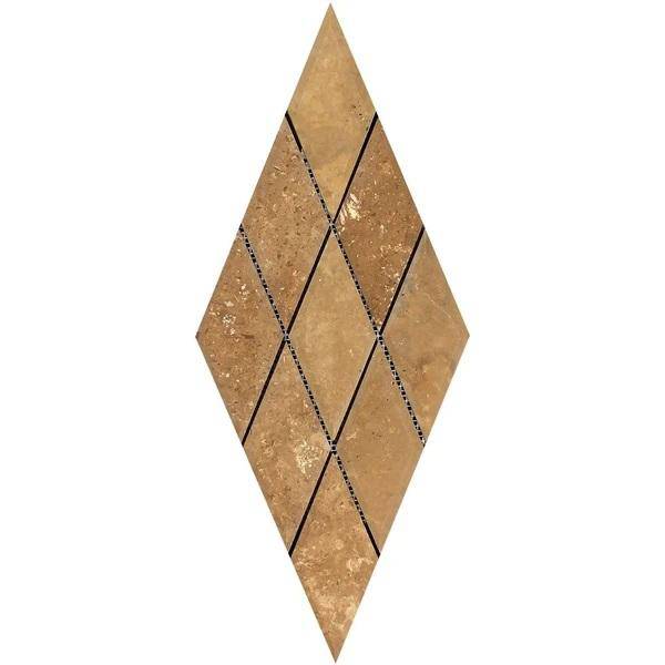 3x6 Honed Noce Travertine Deep-Beveled Diamond Mosaic Tile - tilestate