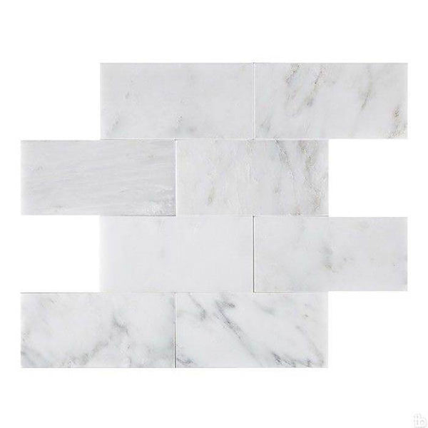 Asian Statuary (Oriental White) Marble 3x6 Honed Tile For Kitchen Backsplash and Bathroom Wall or Bathroom Floor - tilestate
