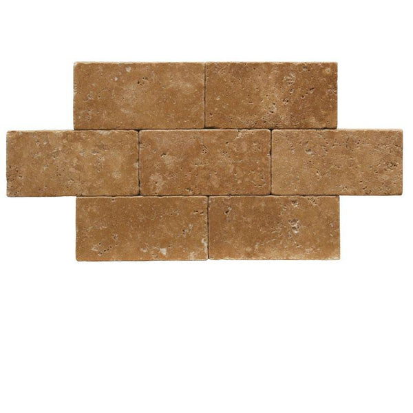Noce Travertine 3x6 Tumbled Tile - tilestate