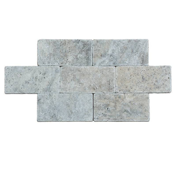 Silver Travertine 3x6 Tumbled Tile - tilestate