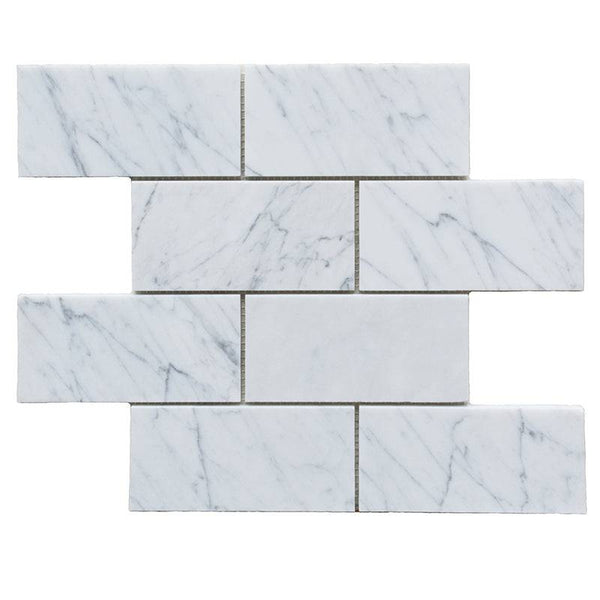 White Carrara Marble 3x6 Honed Tile - tilestate