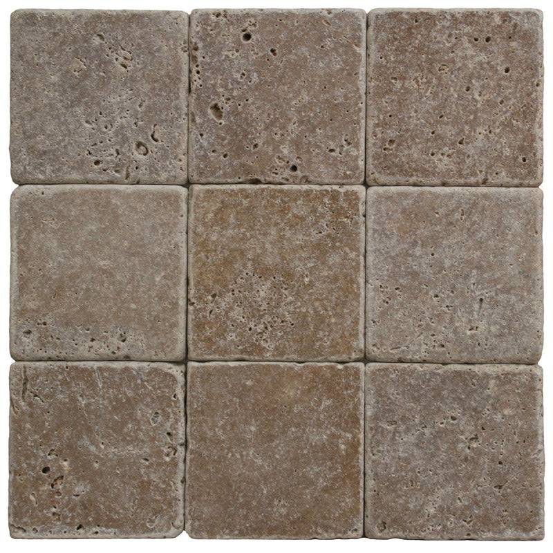 Noce Travertine 4x4 Tumbled Tile - tilestate