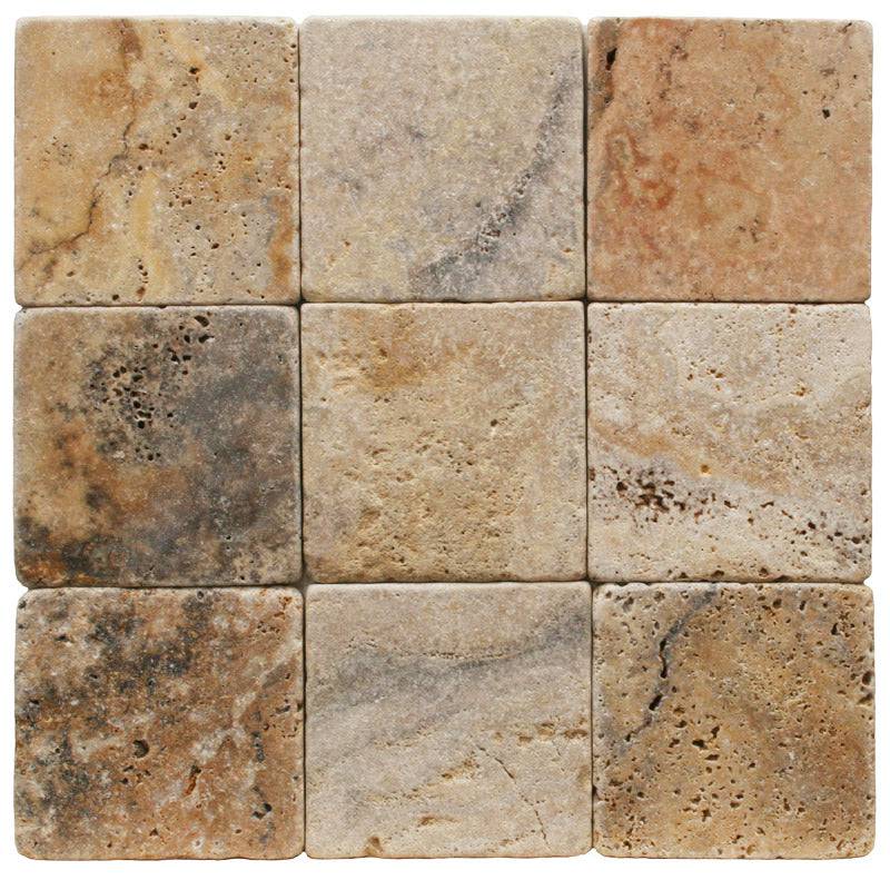 Scabos Travertine 4x4 Tumbled Tile - tilestate