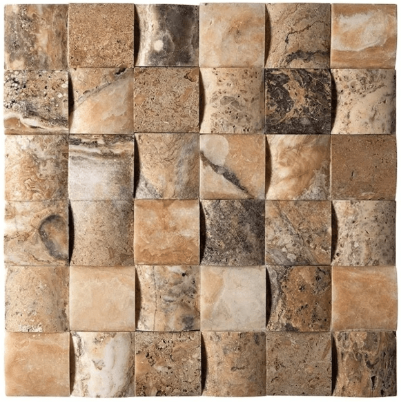 4x4 Antico Onyx Arched (Round-Face/Wavy) Travertine - tilestate