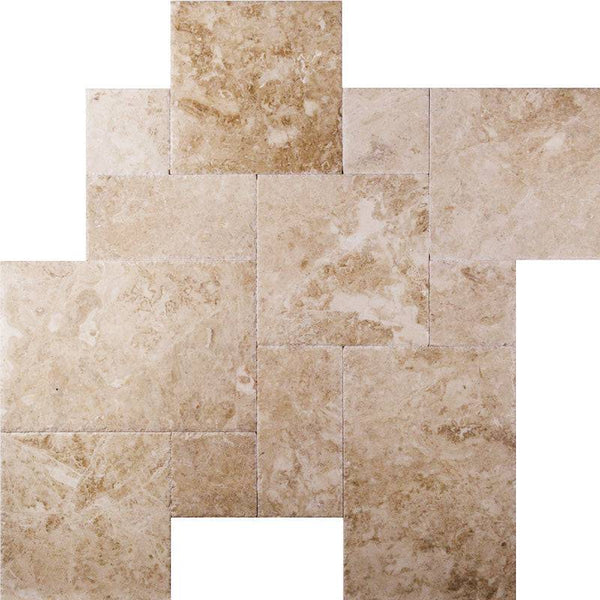 Cappucino Marble Brushed and Chiseled Versailles Pattern Tile - tilestate
