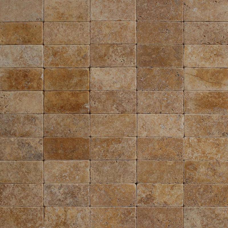 Gold Travertine 3x6 Tumbled Tile - tilestate