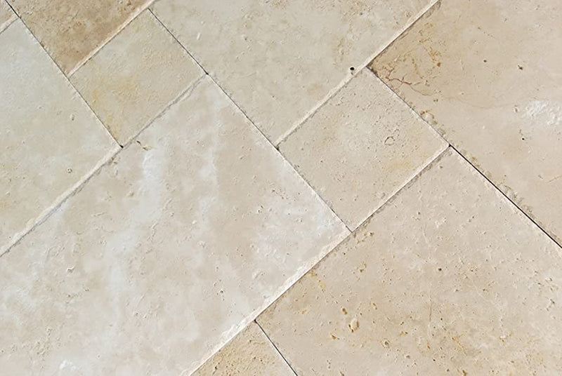 Ivory Travertine Tumbled Versailles Pattern Tile - tilestate