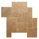 Noce Travertine Brushed and Chiseled Versailles Pattern Tile - tilestate
