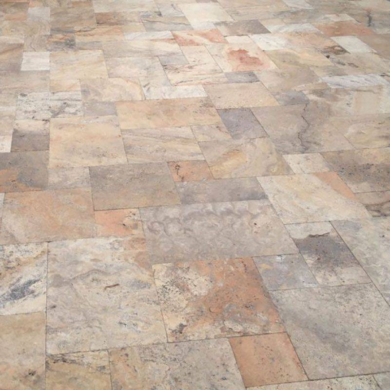 Scabos Travertine Tumbled 3cm Paver Versailles Pattern - tilestate