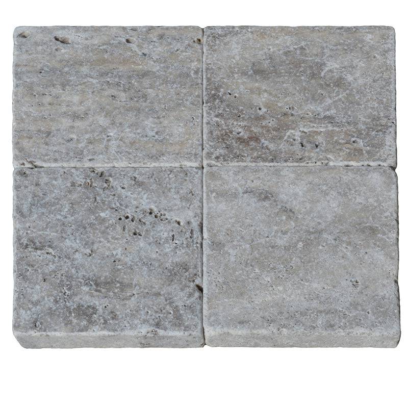 Silver Travertine 6x6 3cm Paver Tumbled - tilestate