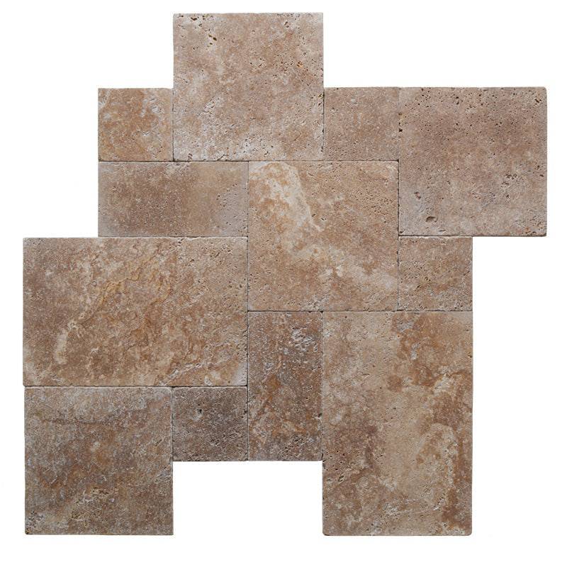 Noce Travertine Paver 3cm Tumbled Versailles Pattern - tilestate