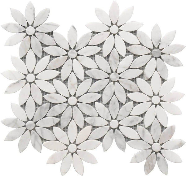 Rockart Daisy Flower 10x12 Marble Mosaic Tile - tilestate