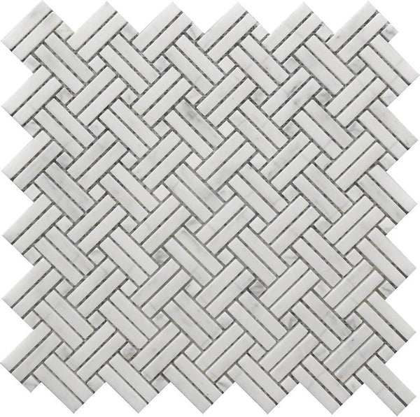 Rockart Crossed Basket Weave Marble Mosaic Tile - tilestate