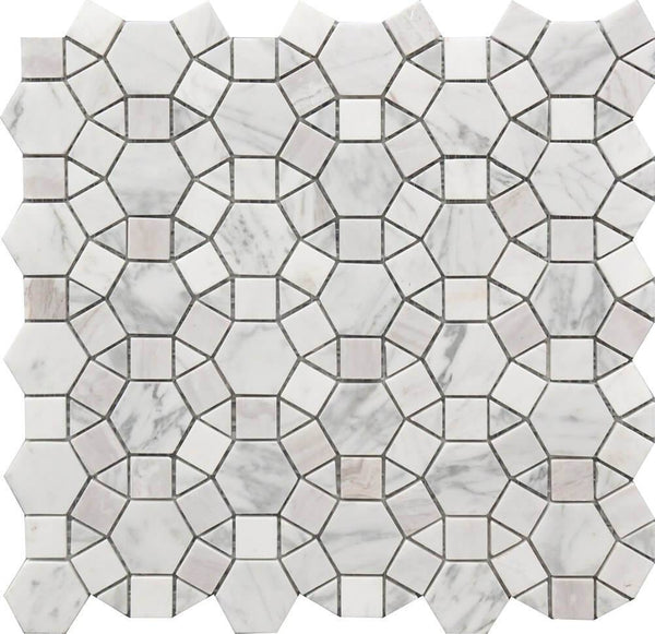 Rockart Kaleidoscope 12x12 Porcelain Mosaic Tile - tilestate