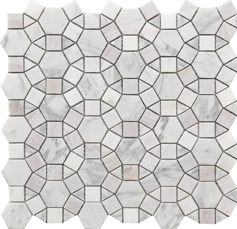 Rockart Kaleidoscope 12x12 Porcelain Mosaic Tile - tilestate