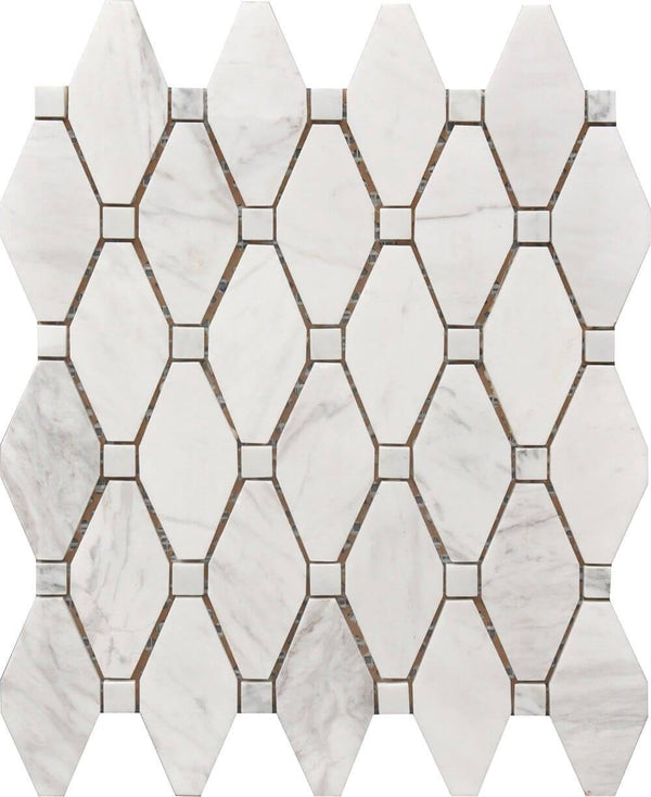 Rockart Large Marble Rhombus 12x12 Porcelain Mosaic Tile - tilestate