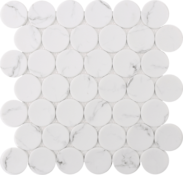 Rockart White Statuary Dots Marble Mosaic Tile - tilestate
