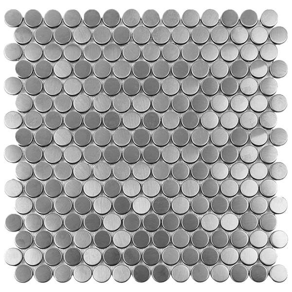 Silver Brushed Penny 12x12 Porcelain Mosaic Tile - tilestate