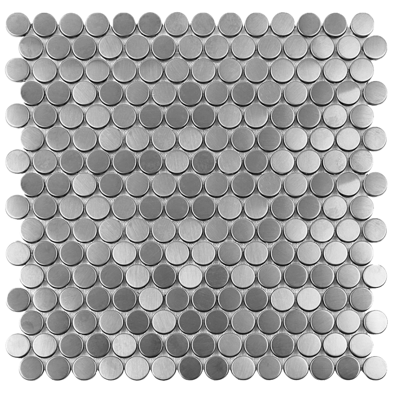 Silver Brushed Penny 12x12 Porcelain Mosaic Tile - tilestate