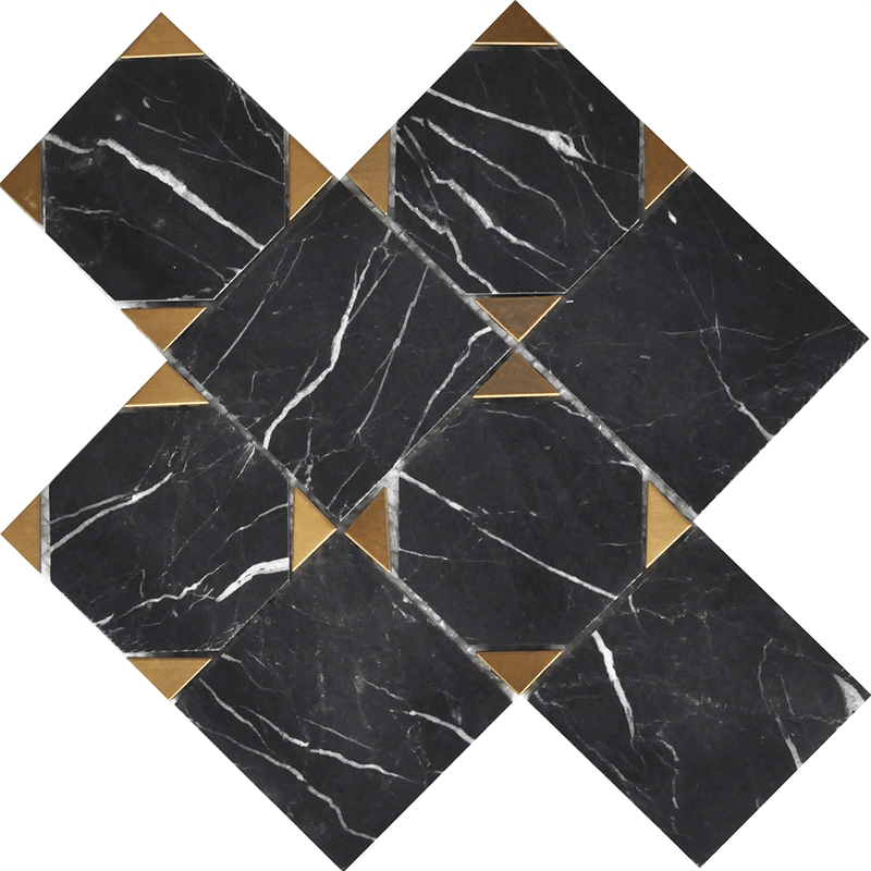 Rockart Nero Marquina Square 9x9 Marble Mosaic Tile - tilestate