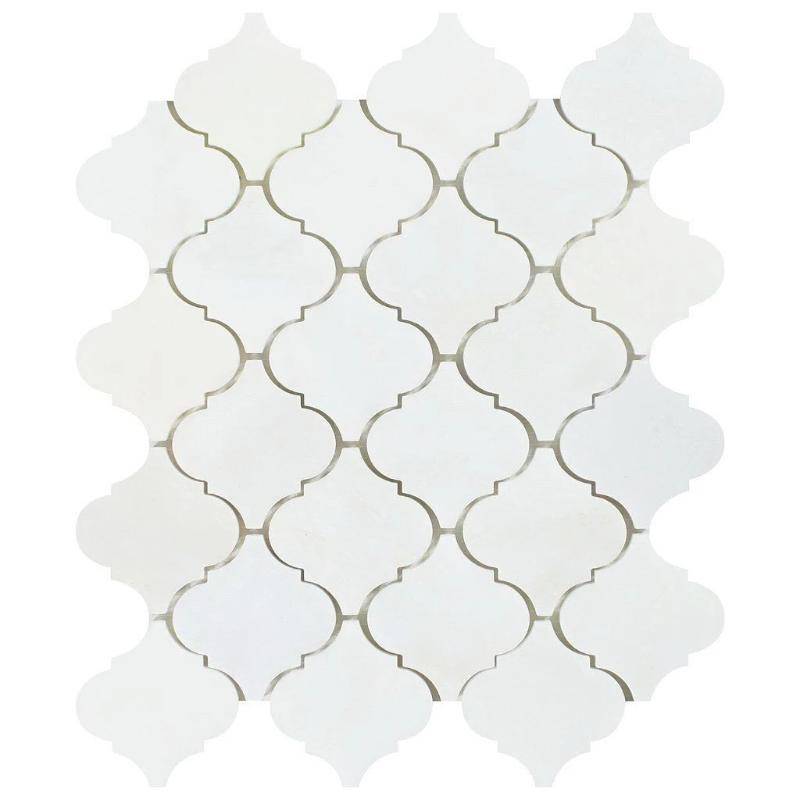 Asian Statuary (Oriental White) Marble Lantern Polished Mosaic Tile For Kitchen Backsplash and Bathroom Wall or Bathroom Floor - tilestate