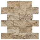 Ivory Travertine 2x4 Split Face Mosaic Tile - tilestate