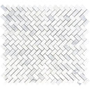 Asian Statuary (Oriental White) Marble 1x2 Herringbone Honed Mosaic Tile For Kitchen Backsplash and Bathroom Wall or Bathroom Floor - tilestate