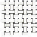 Asian Statuary (Oriental White) Marble Basketveawe w/Blue Dots Honed Mosaic For Kitchen Backsplash and Bathroom Wall or Bathroom Floor - tilestate