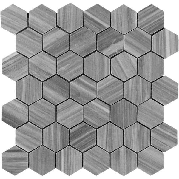 Bardiglio Marble 2x2 Hexagon Polished Mosaic Tile - tilestate