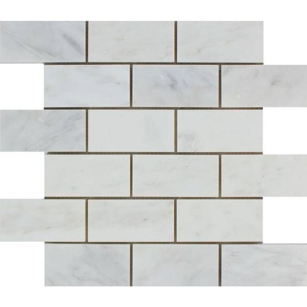 2x4 Polished Oriental White Marble Brick Mosaic Tile  For Kitchen Backsplash or Bathroom Wall and Flooring - tilestate