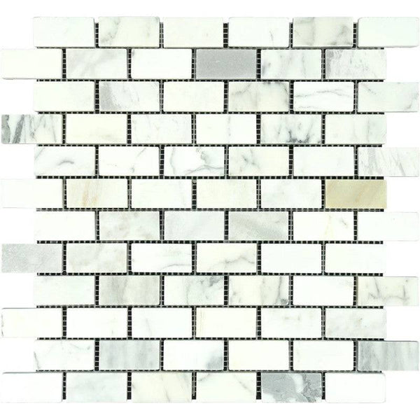Calacatta Gold Marble 1x2 Polished Mosaic Tile - tilestate
