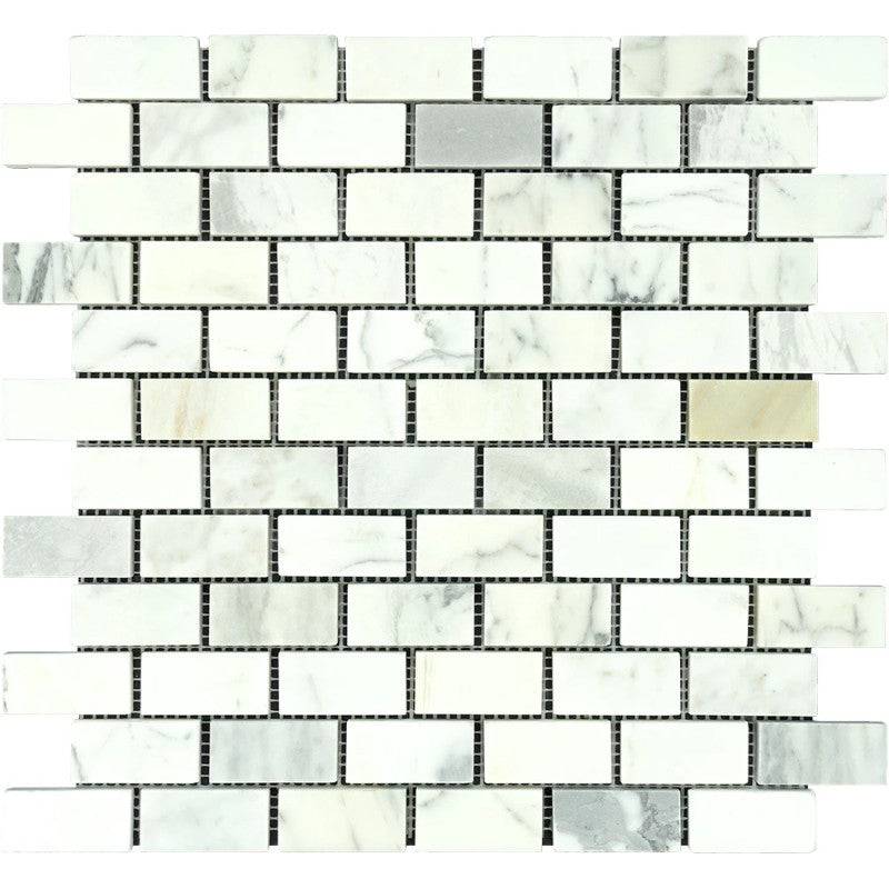 Calacatta Gold Marble 1x2 Polished Mosaic Tile - tilestate
