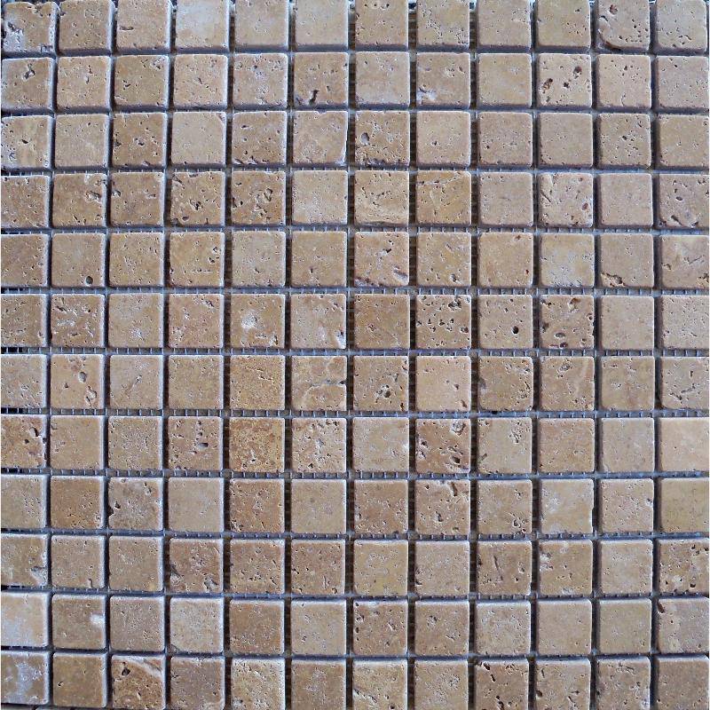 Noce Travertine 1x1 Tumbled Mosaic Tile - tilestate