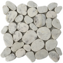 White Mix 11x11 natural stone pebble mosaic tile by Roca, showing a textured pattern of smooth, rounded stone pebbles for flooring or wall.